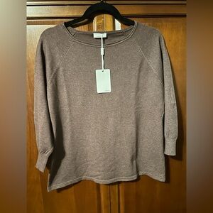 Milano Essentials NWT Heather DarkChocolate Brown 3/4 Sleeve Knit Top Size L